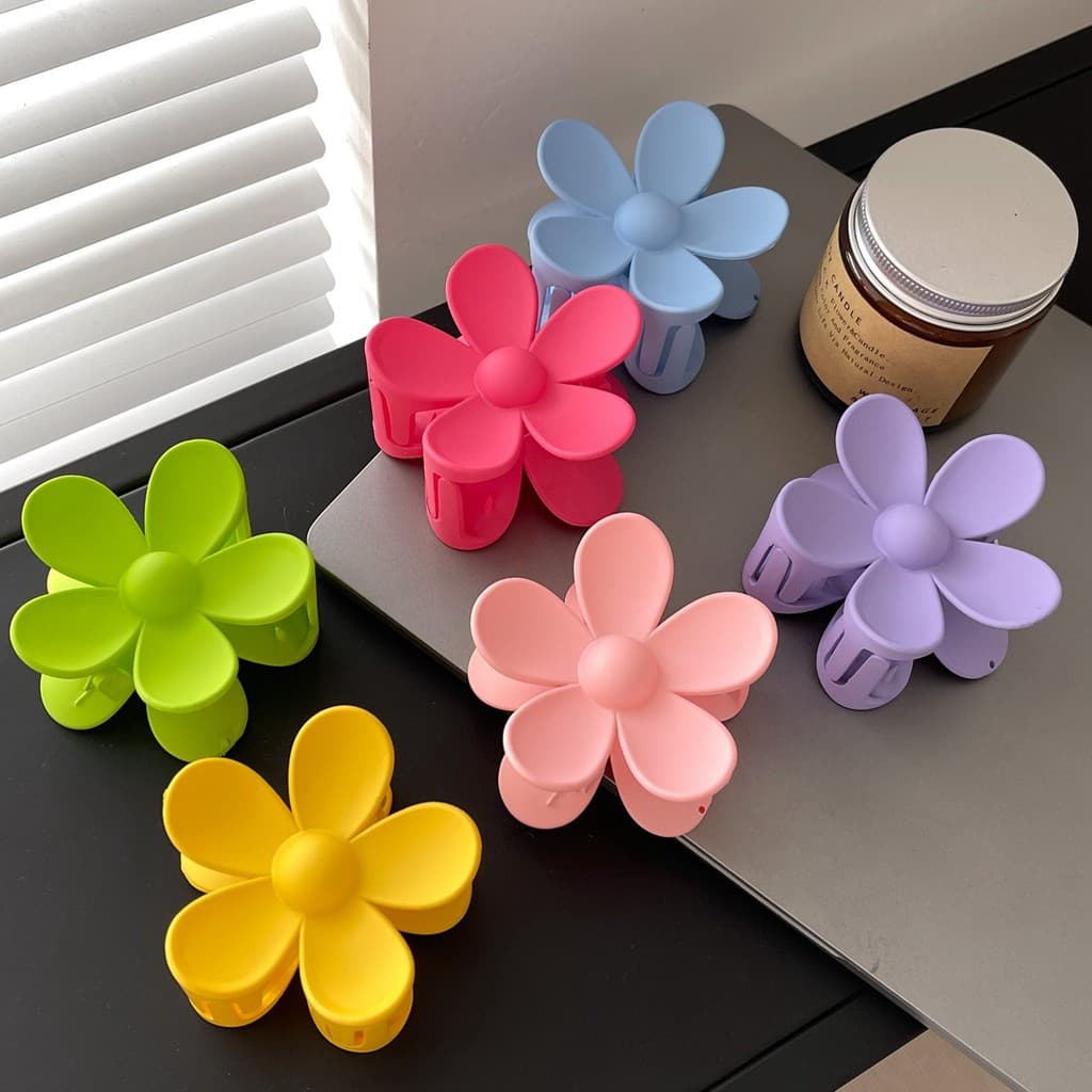 Presilha De Cabelo Grande Estilo Coreano Com Flor / Prendedor De Cabelo 4,2cm X 7,3cm