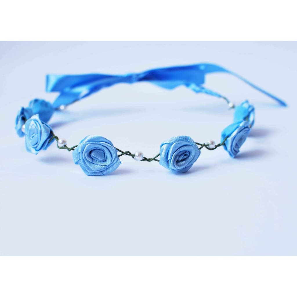 Tiara de flores para bebê -Coroa de flores  BEBÊ em cetim e pérolas para bebê, tiara para batizado