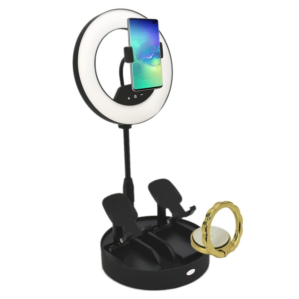 Iluminador Ring Light Dobrável 21cm 3 Suportes Preto CBRN14354