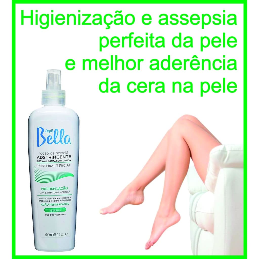Depil Bella Locao Adstringente Hortelã Pré Depilatório 500ml Prepara a Pele para a Depilação