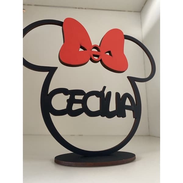 10 Centros De Mesa Minnie Mickey Preto Com Laço Vermelhoo