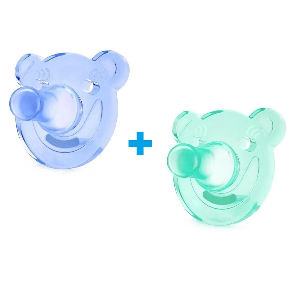 2 Chupetas Silicone Modelo Ursinho e Sorriso.