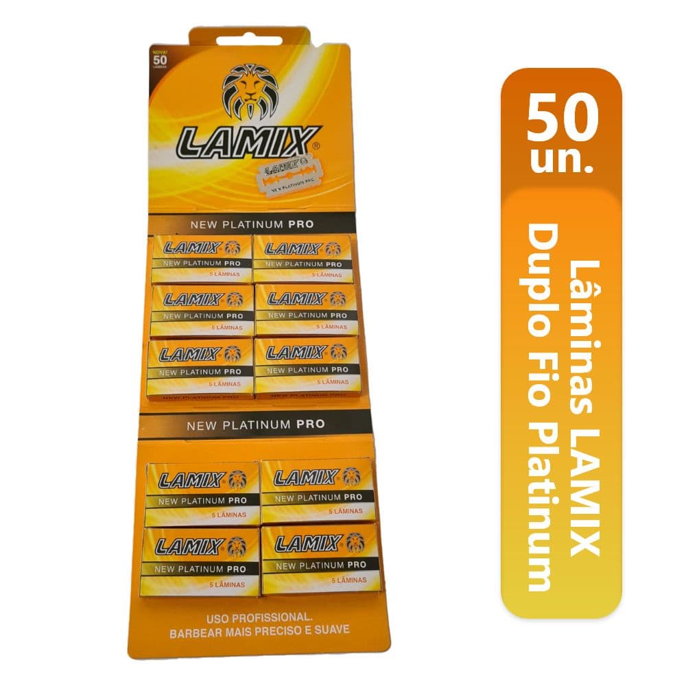 Lâminas de Barbear Navalia para Navalhetes LAMIX Duplo Fio Platinum Pro 50 Unidades original