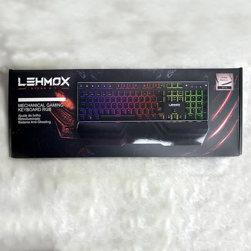 Teclado com suspensão mecânica, teclado profissional para jogos multimídia com LED colorido