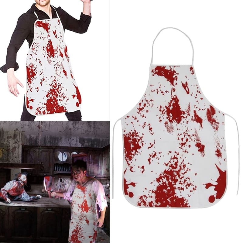 Doublebuy Avental Sangrento De Halloween Tema Adereços Vestido Extravagante Assustador Horror Impresso Sangue Splatterad