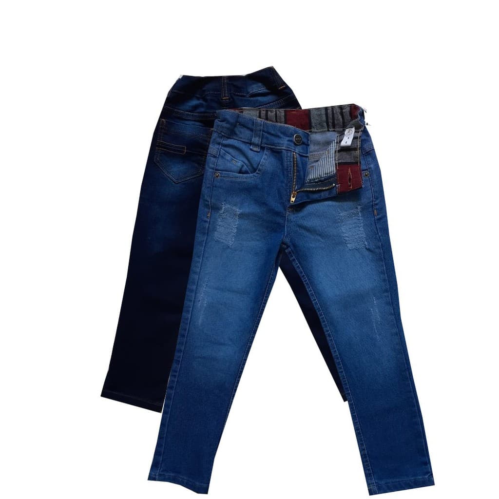Quite 2 Calças jeans infantil juvenil masculina com regulador