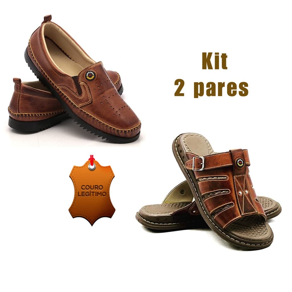 KIT dois pares calçado Sandali e Mocassim Sapatilha Masculino Oferta