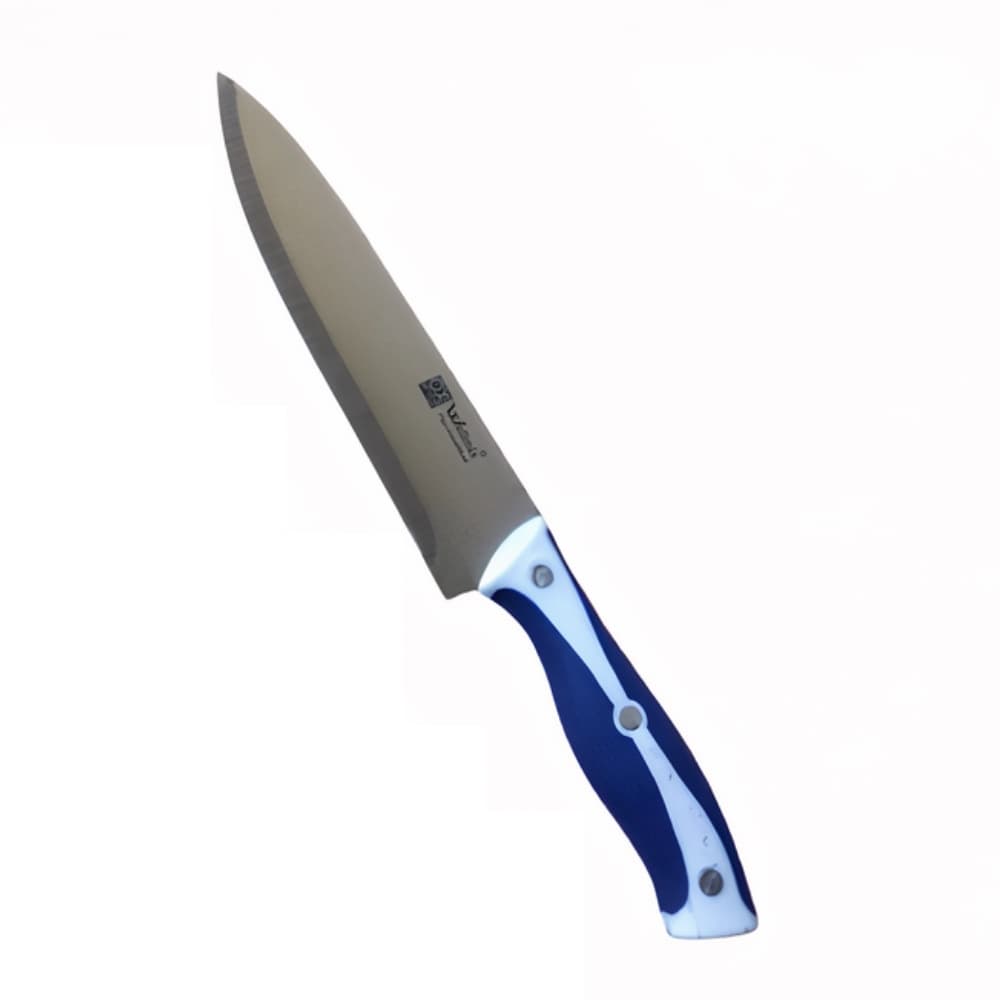 Faca Chef 8" Inox Com Cabo Preto E Branco Anatômico Cozinha WellMix OxPrime