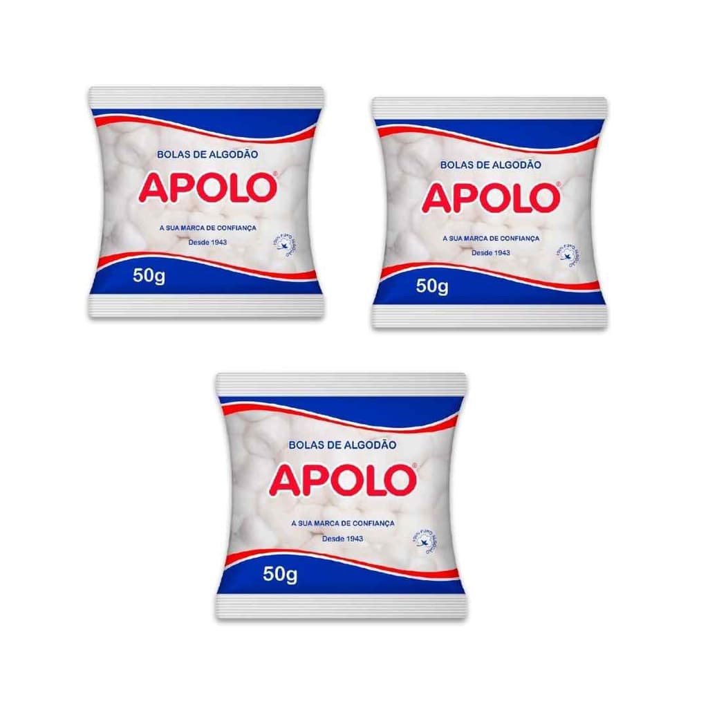 Kit com 03 pactes. Bolas de Algodão Apolo Brancas 50g