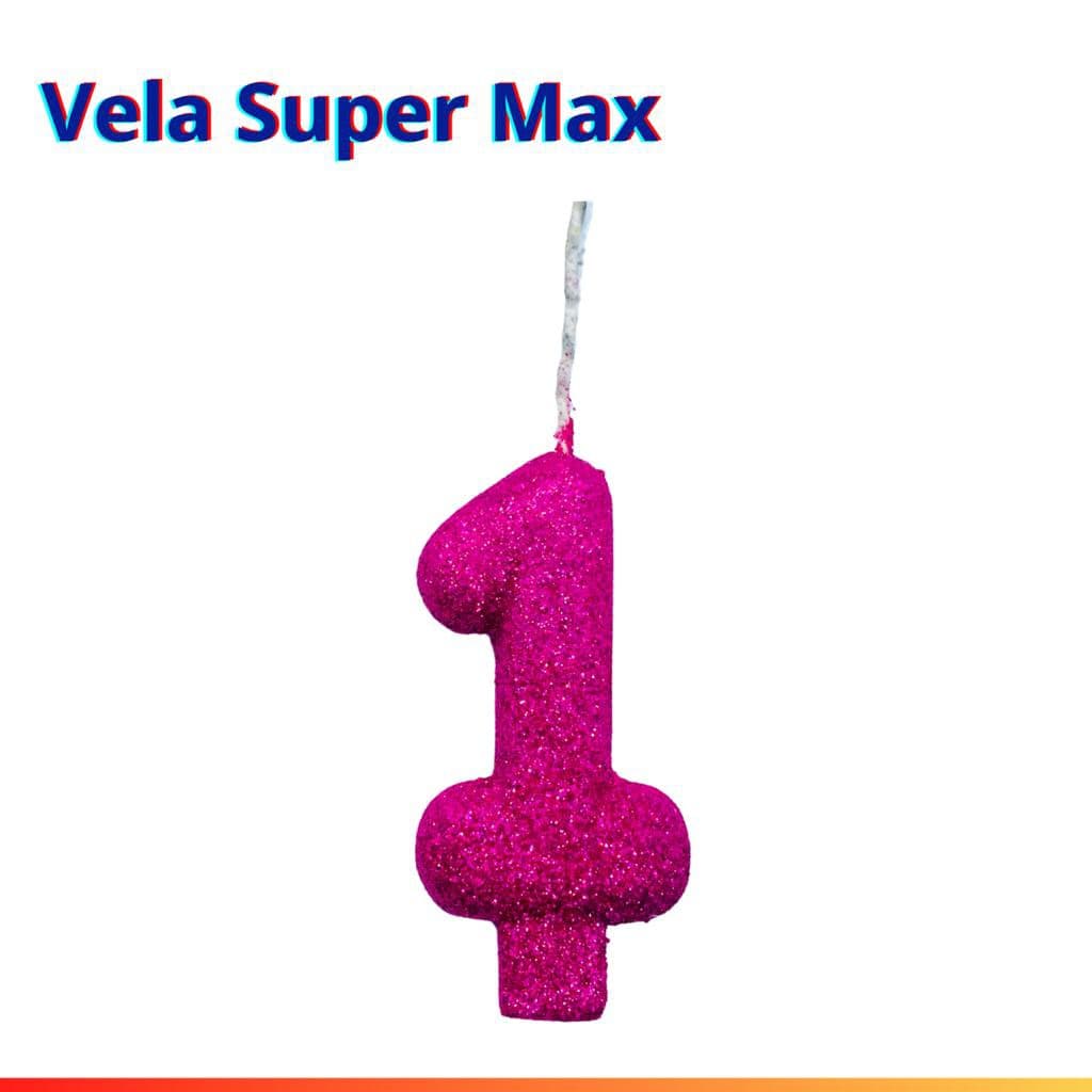 Velas Super Max De Aniversário - Números + Glitter -  1 Uni