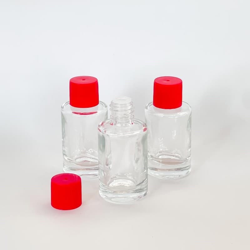 Kit 10 Unidades Mini Garrafinha Vidro 10mL Tampa Vermelha Preta
