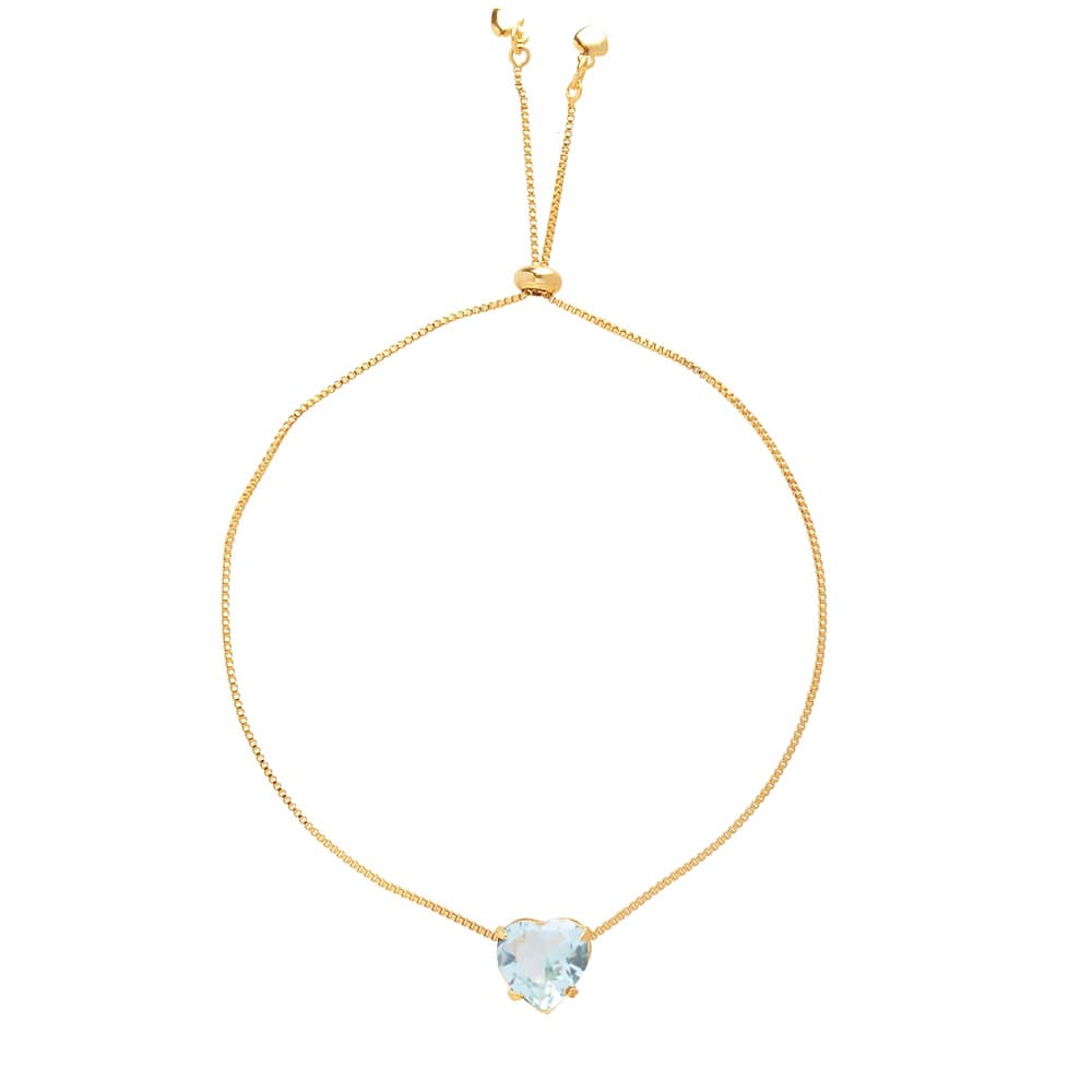 Pulseira Gravatinha Pedra Azul Claro Folheado A Ouro 18k