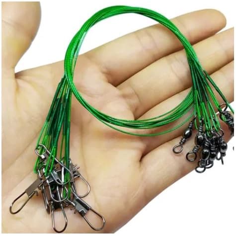 Chicote Leader De Pesca Encastoado para pesca Com Snap E Girador Kit 10un