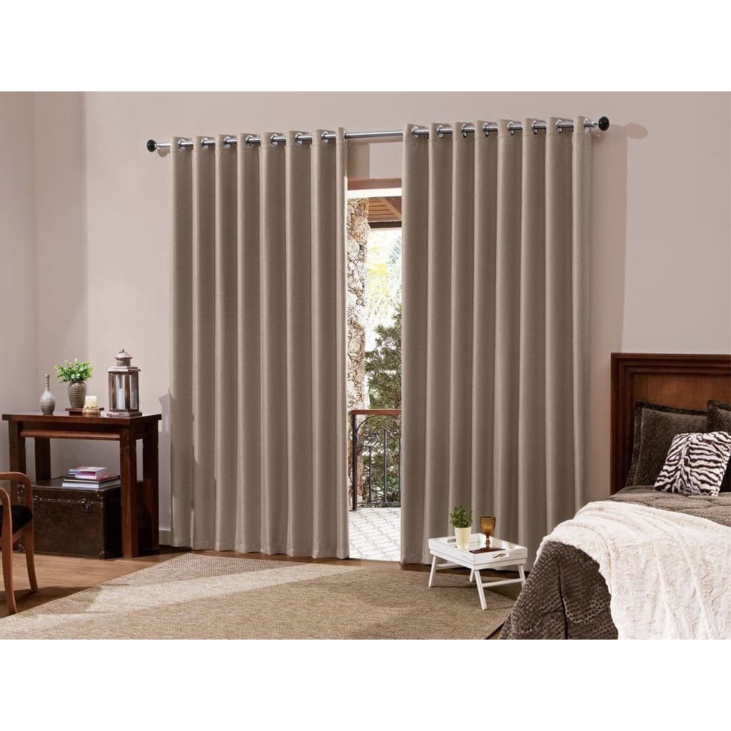 Cortina Blackout de Sala e Quarto Em Tecido 3,00 x 2,50 Bege  Admirare