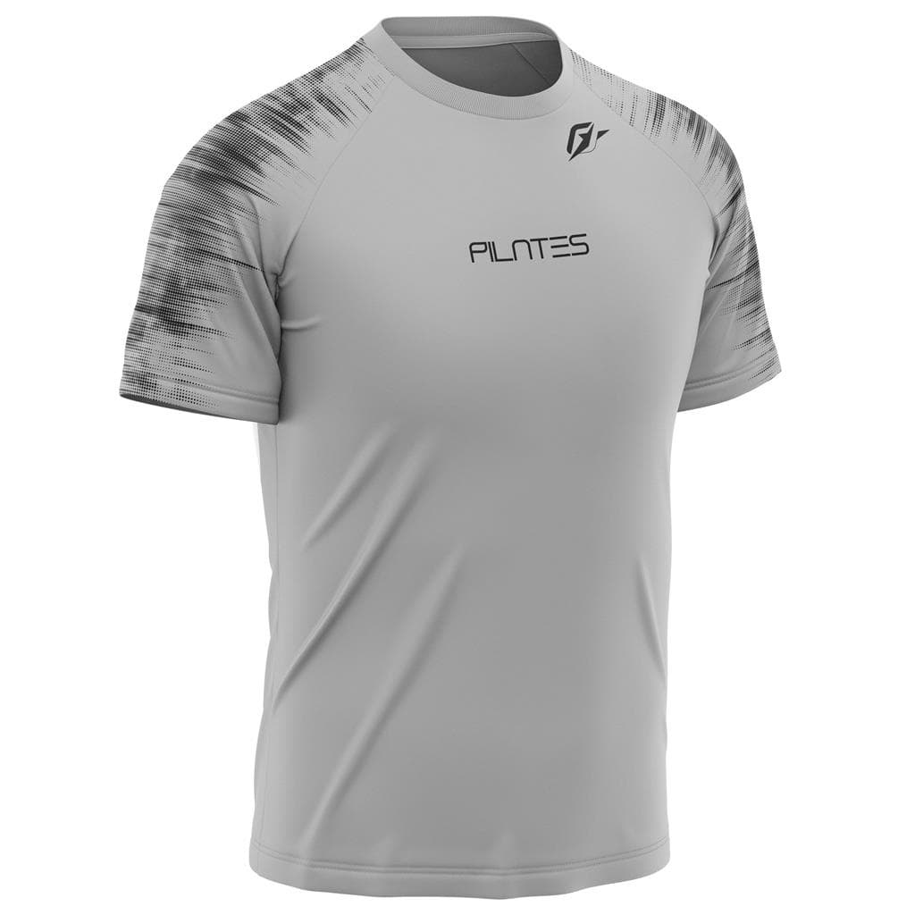 Camiseta Unissex Raglan Para Pilates Fitness Esportiva Tecnodots Cinza
