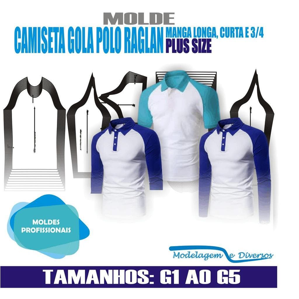 Molde Camiseta Polo, Modelagem&Diversos, G1 ao G5, Correios