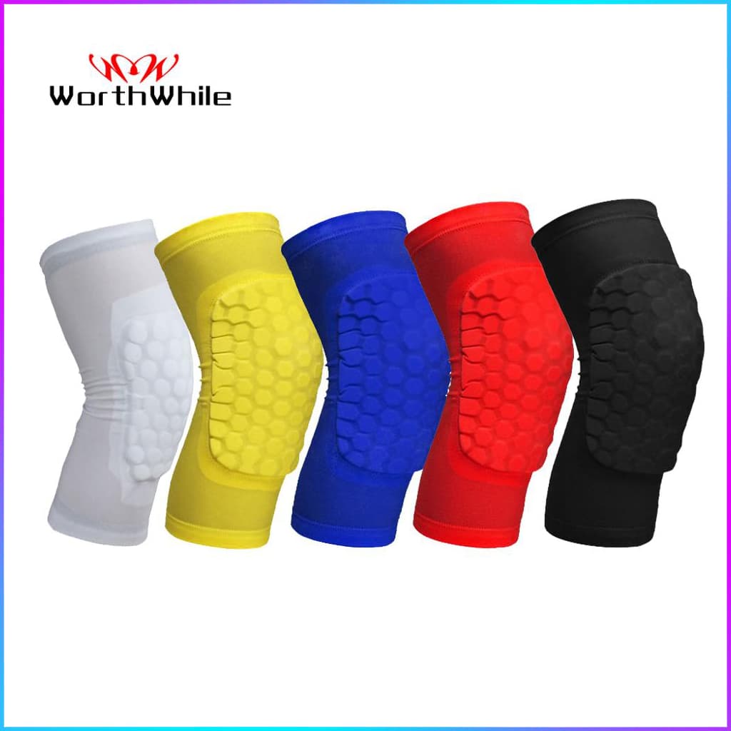 WorthWhile 1 Peças Almofadas De Joelheira De Basquetebol Em Favo De Mel Desenho Curto Mangas De Perna De Compressão Kneepad Volleyball Protector Brace Support