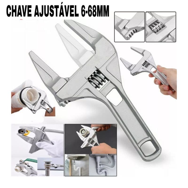 Chave Inglesa Ajustável 6-68 Mm Grande Abertura Ajustes