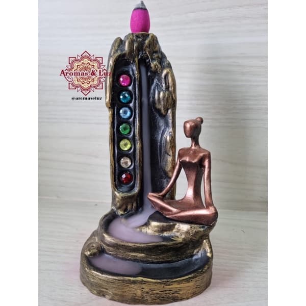 Incensário Cascata 07 Chakras Yogue Cobre 17 cm