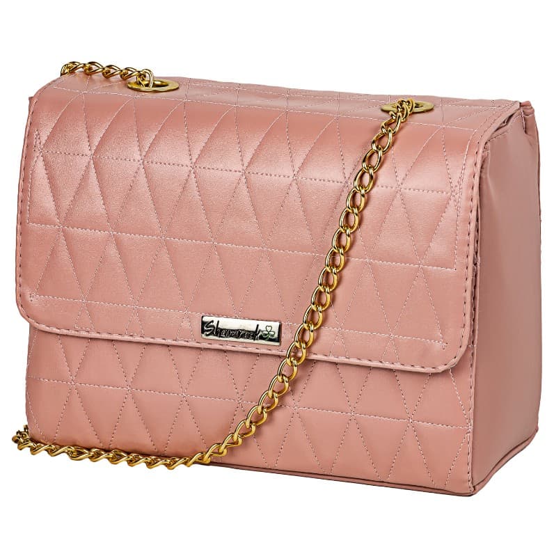 Bolsa Feminina Transversal Corrente Ombro Rosa