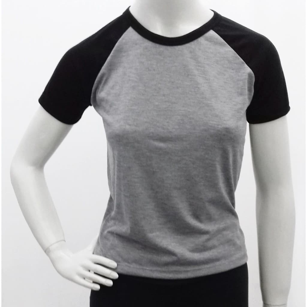 Baby Look Raglan Feminina Cinza Mescla de qualidade 100% poliester  Gramatura 165