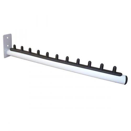 Kit 10 Expositor Cabideiro Araras Rt De Parede Branco Preto 40cm Para 100 Cabides com Parafusos e Buchas