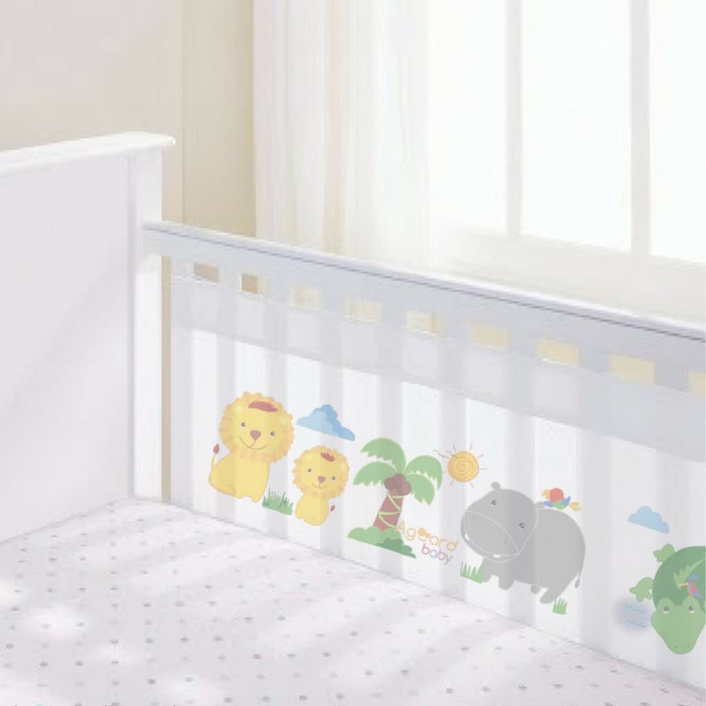Protetor de Berço Tela Respirável 2 lados Grades Aguard Baby Padrão Americano Estampado SAFARI