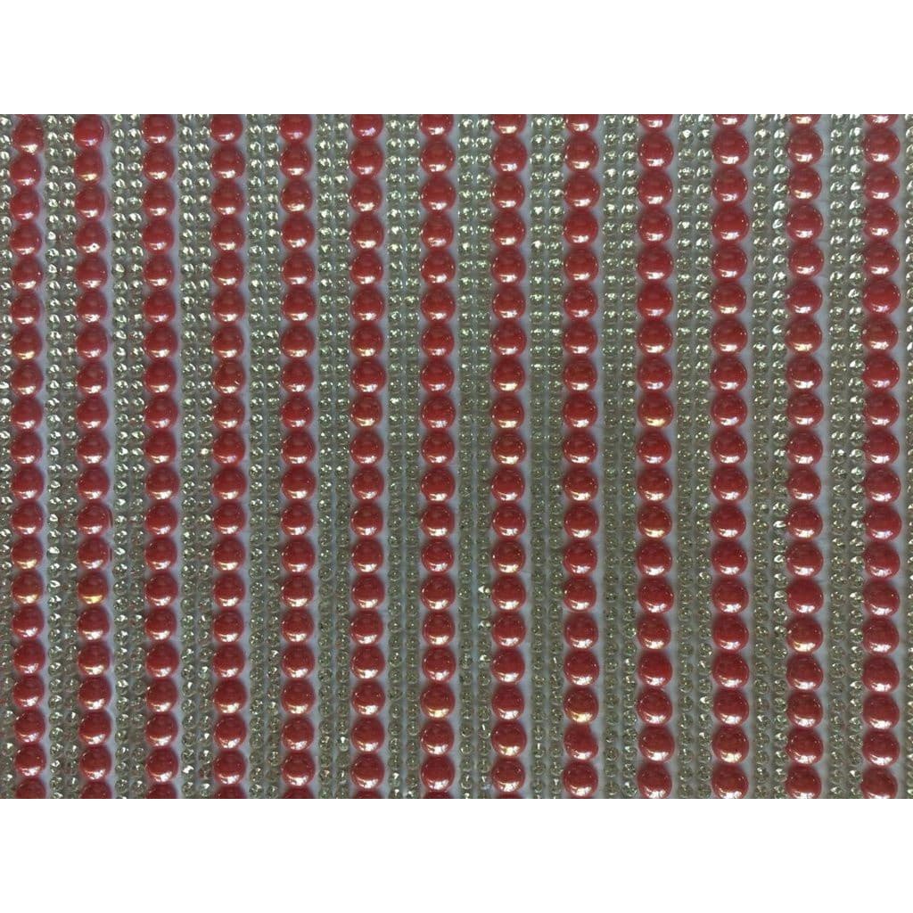 Manta Perola Vermelho C/ Strass Prata 5mm 24x40cm A-8