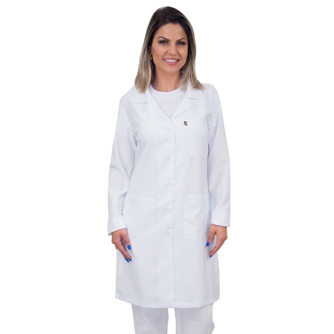 Jaleco feminino manga longa acinturado