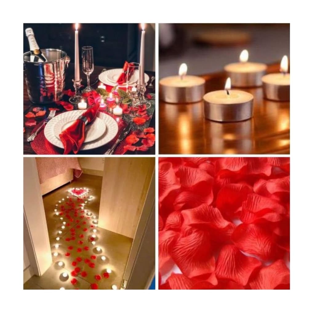 Kit Decoração Romântica 100 Pétalas + 06 Velas + 01 Balão Coração + 3m Fitilho | Noivado
