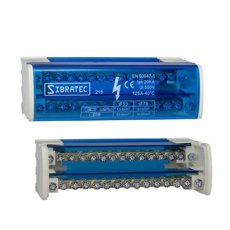 Bloco De Distribuição Modular 2 Polos X 15 Ligações 125a