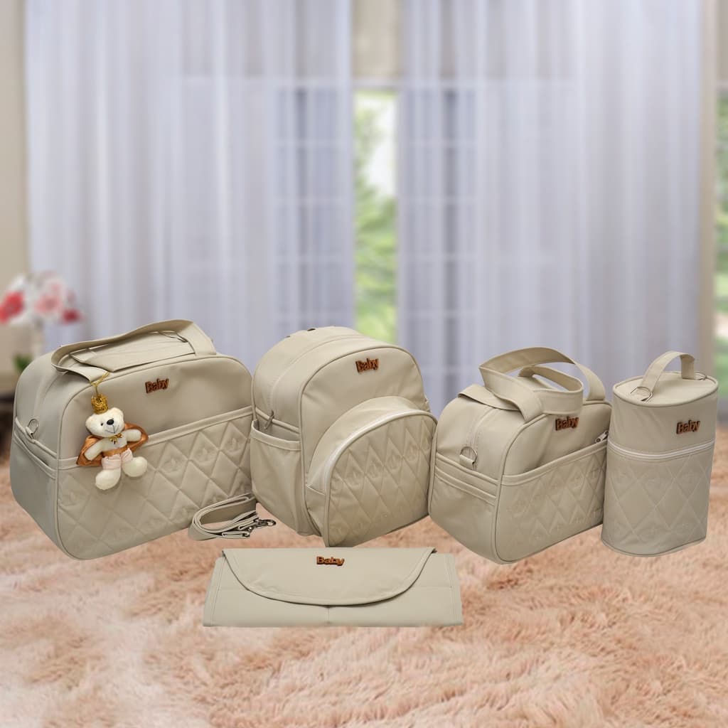 Kit bolsa/Mochila maternidade bebê luxo Masculino 5 peças super completo gestante