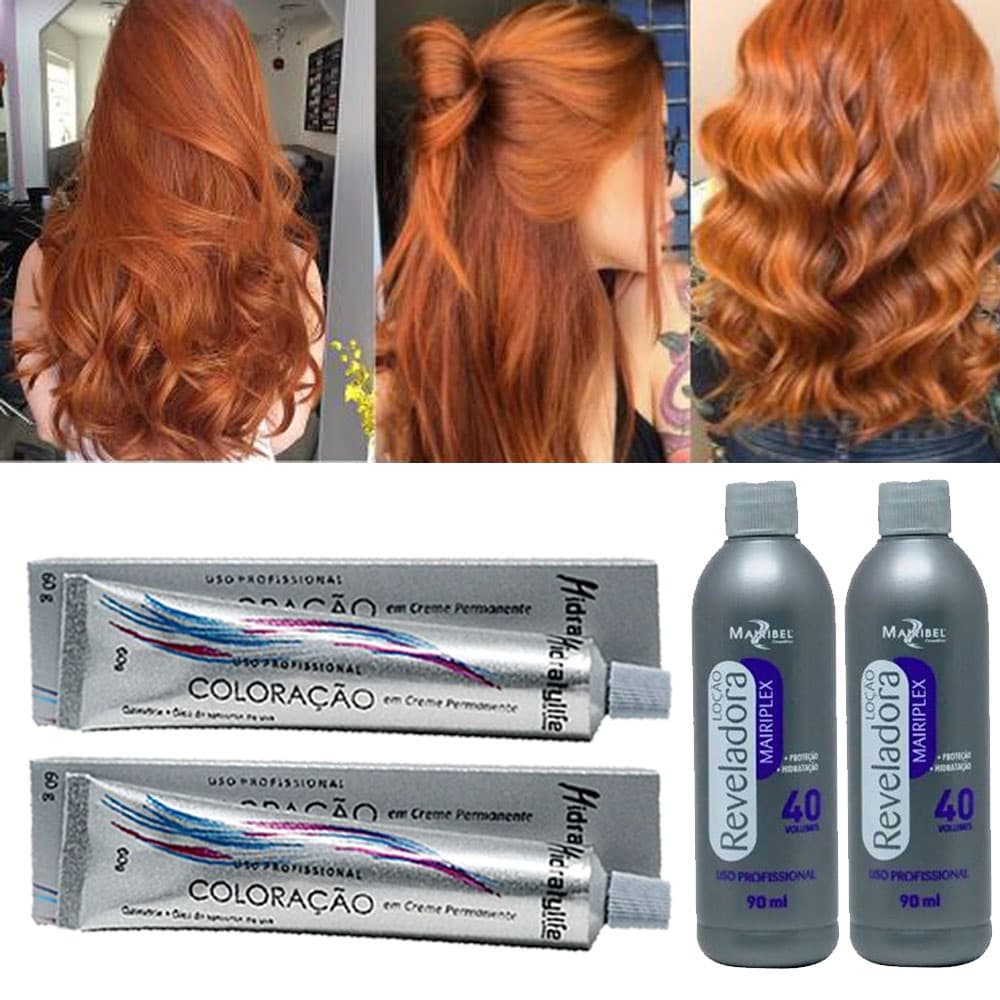 Kit Tinta Ruivo 8.44 02 Coloração, 02 OX 40 90ml Mairibel