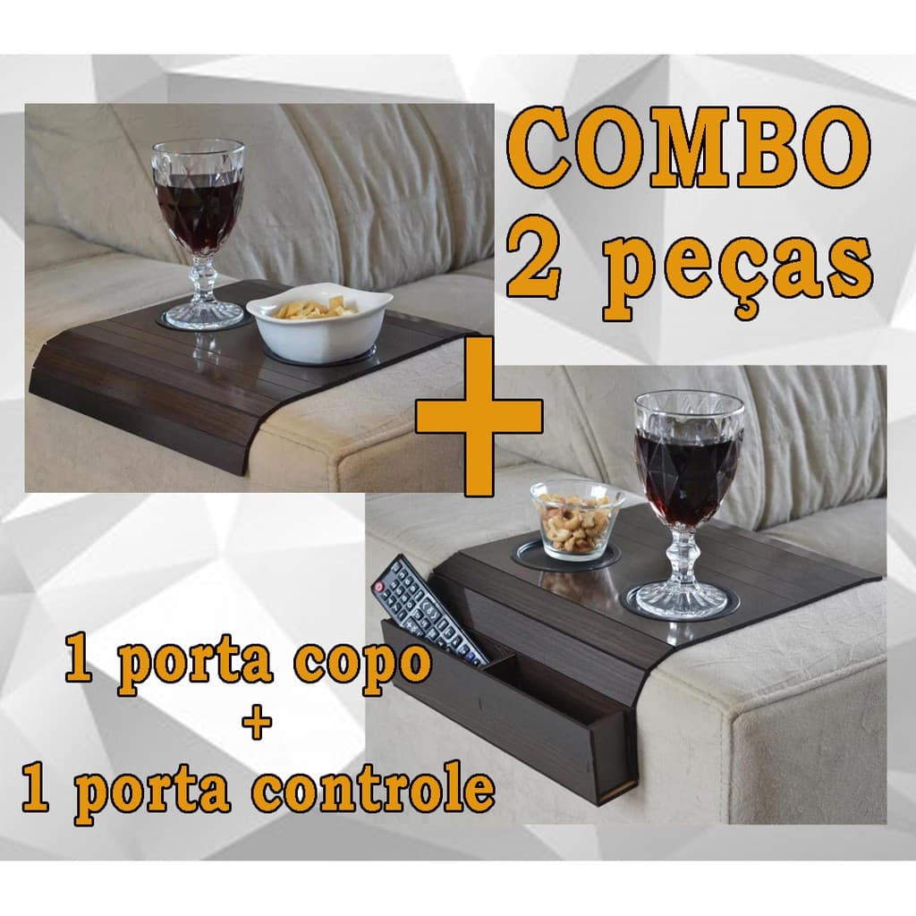 Kit Combo 2 Bandeja esteira, 1 Bandeja Esteira Porta Copos e 1 Bandeja esteira porta Controle
