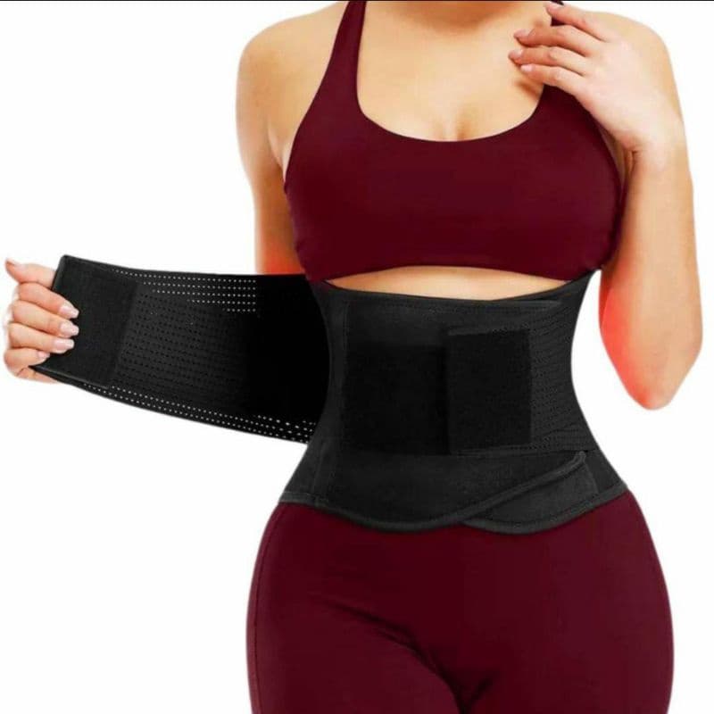 Cinta Modeladora Abdominal Feminina Preta Ajustável Térmica Dupla Compressão Tamanho Único Postura