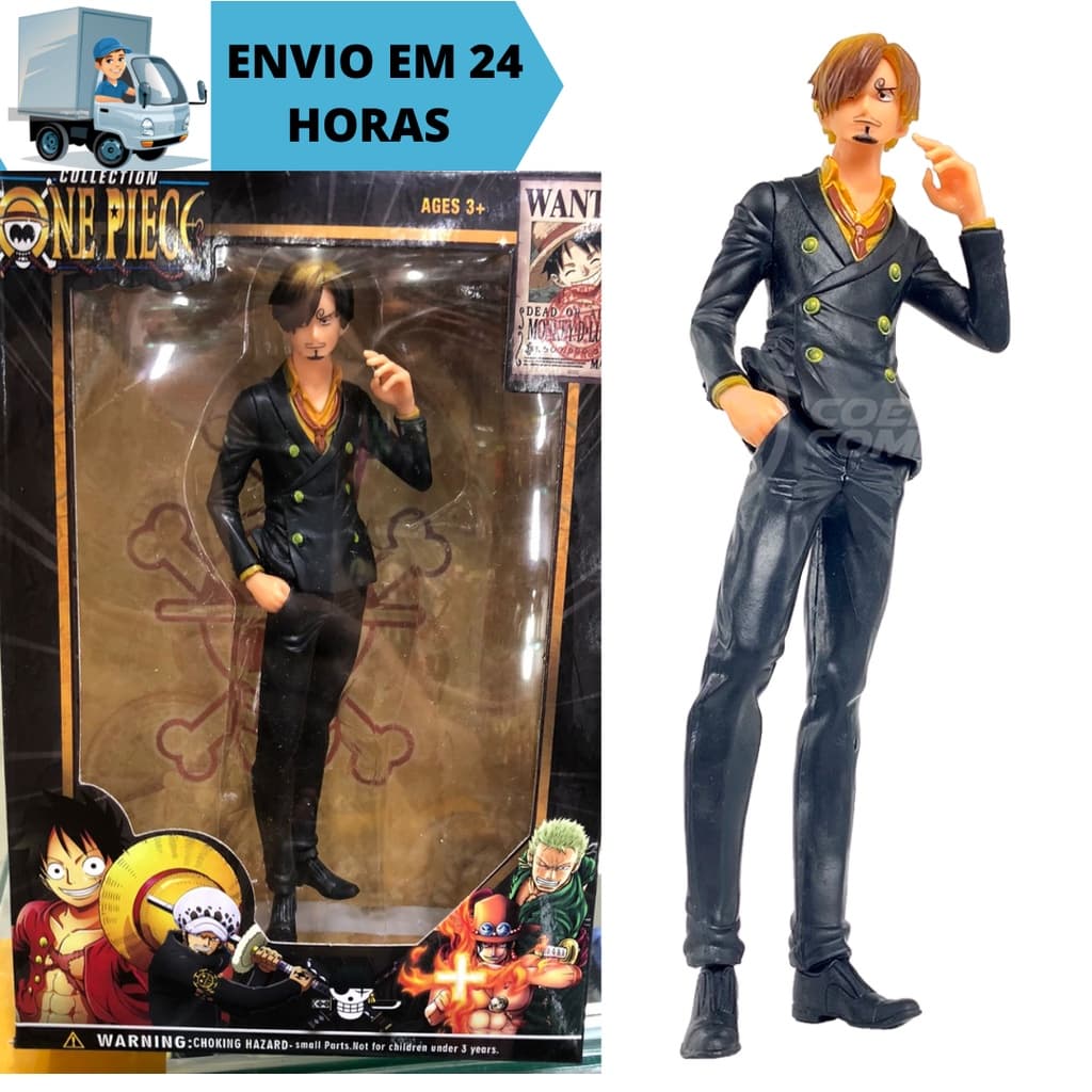 Boneco Brinquedo  Anime Miniatura Action  Figura de Ação One Piece 18cm Colecionável - Sanji