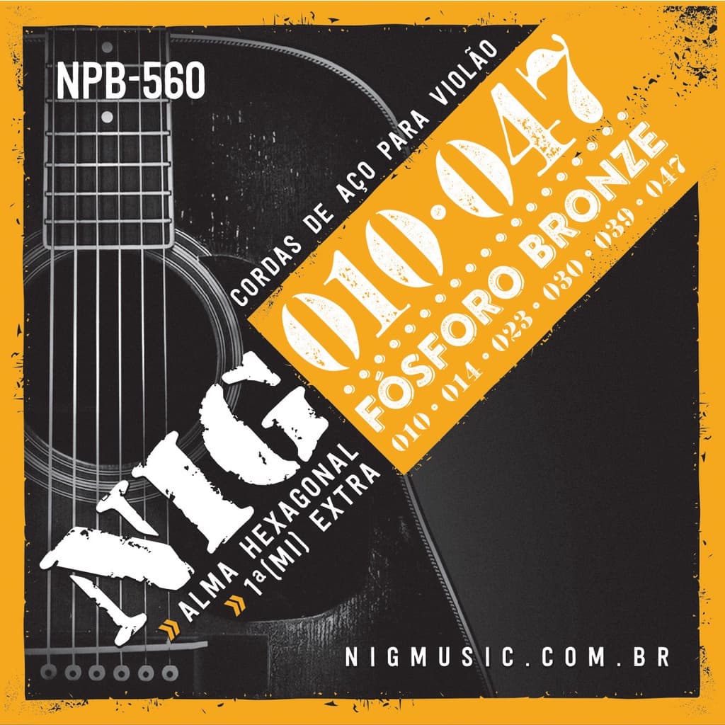 Encordoamento NIG NPB-560 para Violão Fósforo Bronze 0,010-0,047