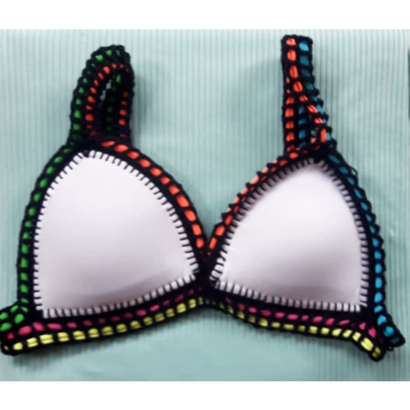 Top crochê neon kini PEÇA AVULSA TOP promoção barato COM OU SEM BOJO