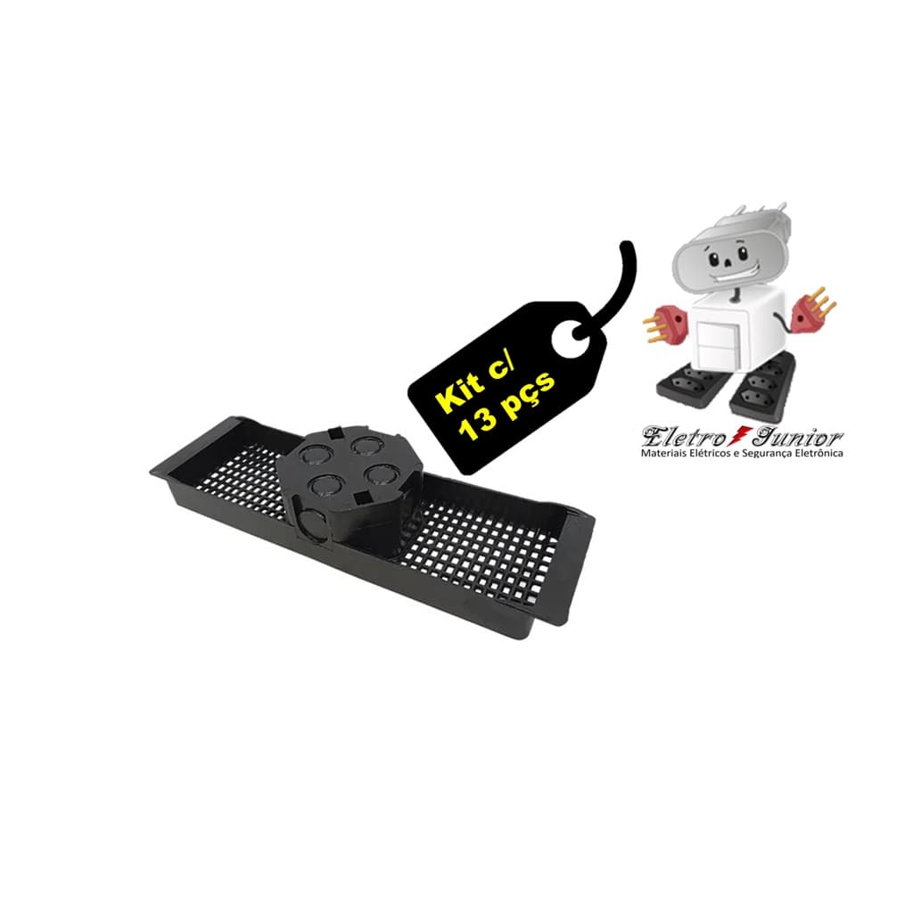 Kit 13 Caixa de Luz Teto Suporte Para Laje 28cm Preto Reforçado