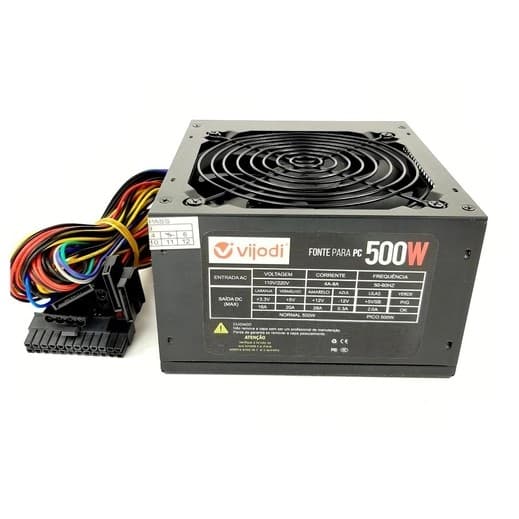 Fonte atx Gamer 500w Reais Ultra Silenciosa Alta Performance  Pc Bivolt + Cabo de Força