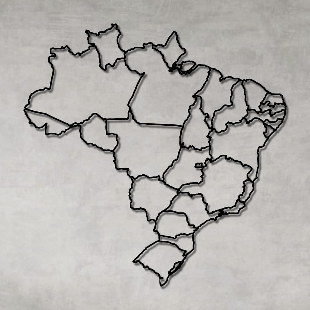 Quadro Decorativo Vazado Mapa do Brasil MDF Escultura de Parede MDF Preto