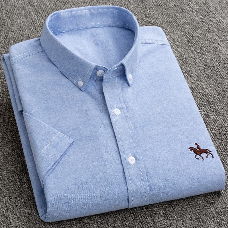 Casual 100% Algodão Camisa De Homem Oxford Social Manga Curta Plus Size Masculina Slim Fit Camisas