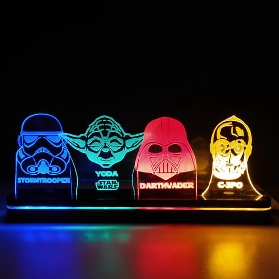 Luminária Star Wars Darth Vader StormTrooper R2D2 Yoda