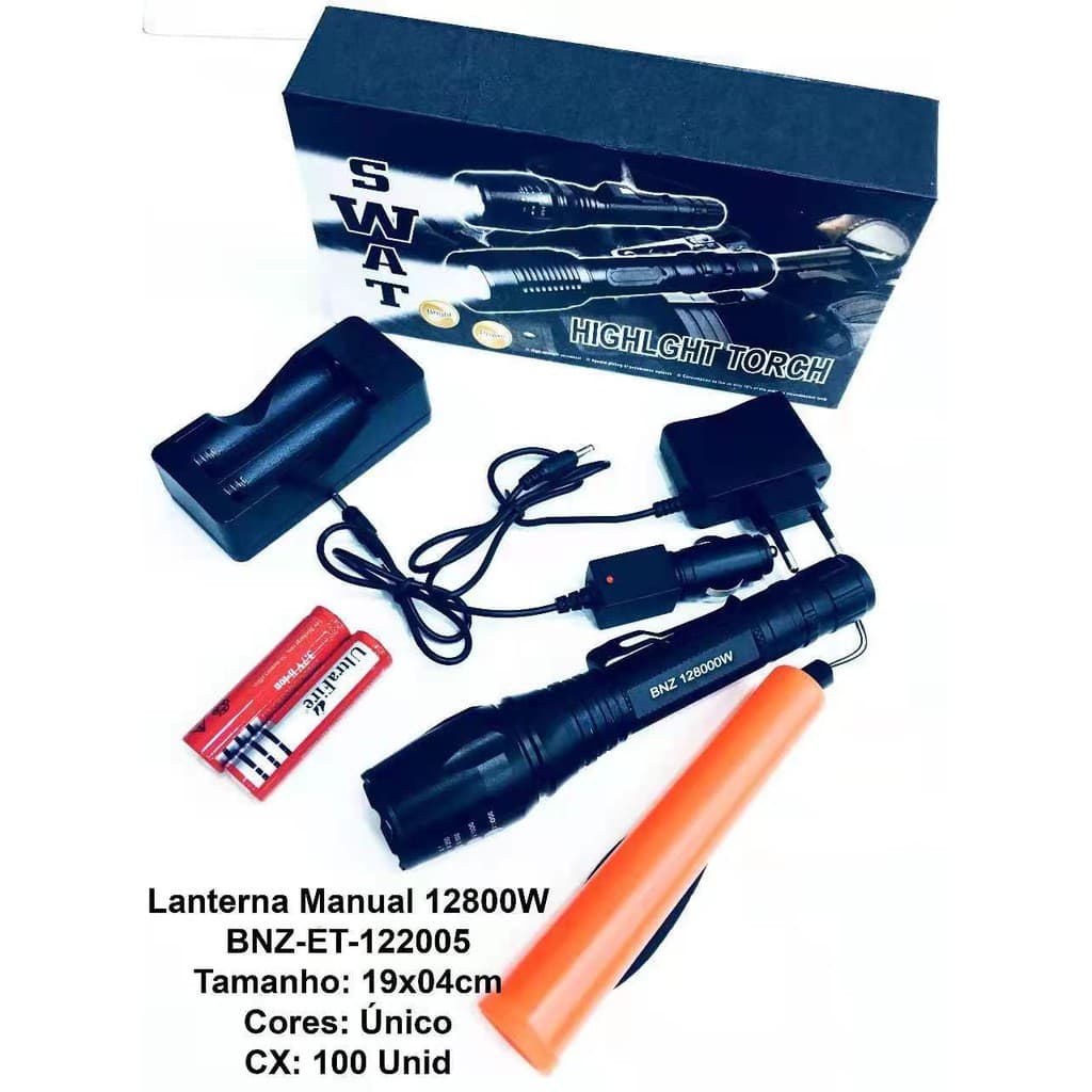 Lanterna Tática (600303) Led Cree Police Swat Profissional SOS 1280W