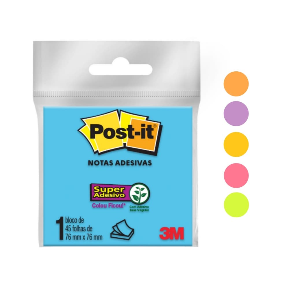 Bloco Adesivo Post-It 3M 76x76 mm 45 Folhas