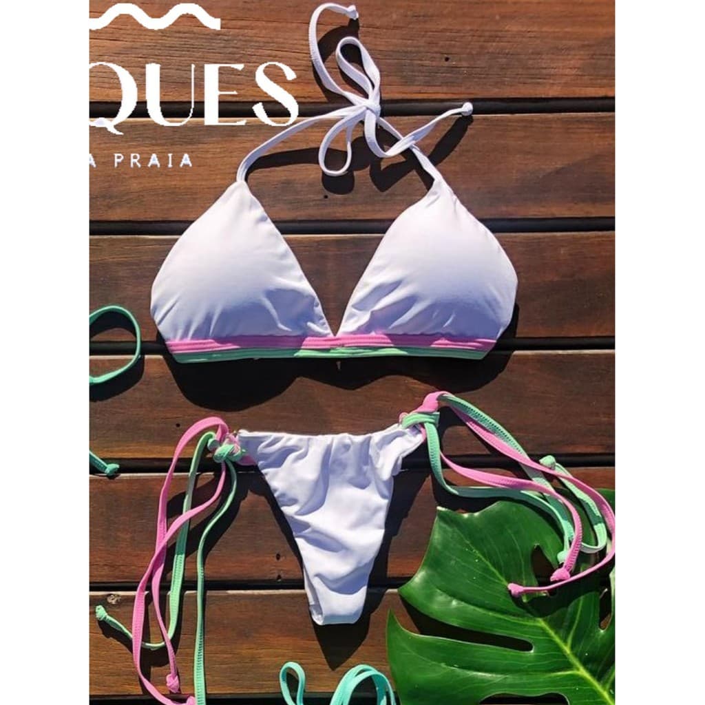Biquíni Feminino Marshmallow Candy Tirinhas Sereia de Noronha Original Bojo Removível Proteção UV Praia