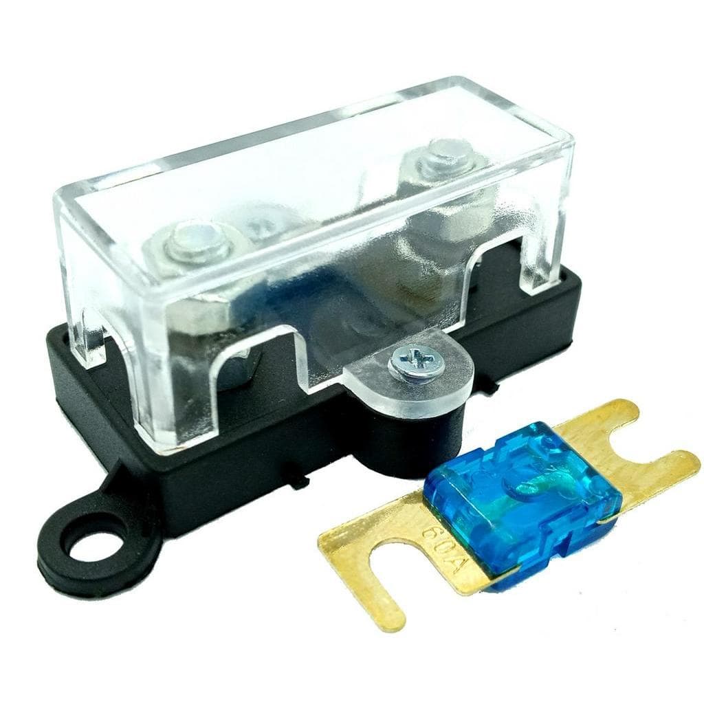 Porta Fusível Automotivo Midi com Fusível Mini Faca 60 Amperes Sistemas De Som e Sistemas Elétricos Automotivos Em Geral Ótimo Acabamento Som Automotivo Módulo De Som Proteção De Bateria