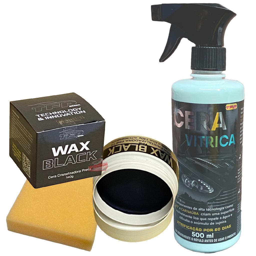 Cera Cristalizadora para Carro Preto Prata Cinza + Cera Vitrica TFP