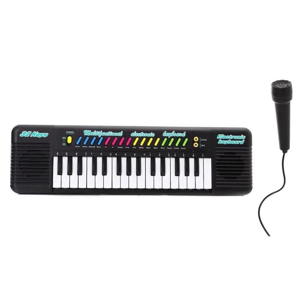 Piano Teclado Musical Infantil Eletrônico Karaoke Microfone