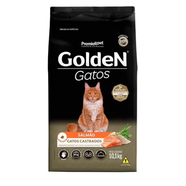 Ração para Gatos Golden Gatos Salmão Castrados 10,1 Kg